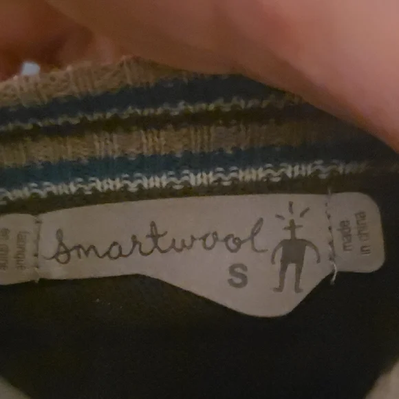 Buy 2 Get 1 Free Smartwool Green Stripe V-Neck Sweater Merino Wool No Wear Small - Picture 2 of 9